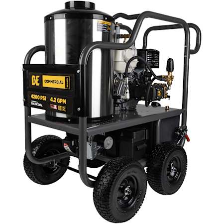 BE Power Equipment 4200 PSI 4.2 GPM Gas Powered Hot Water Pressure Washer with 389CC Honda Engine N/A