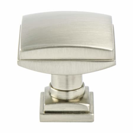 Berenson Tailored Traditional 1-1/4 Inch Curved Square Cabinet Knob / Drawer Knob with Grip Base Brushed Nickel