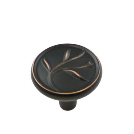 Berenson Art Nouveau - Pack of (25) - 1-3/8 Inch Round Botanical Leaf Cabinet Knobs / Drawer Knobs Verona Bronze