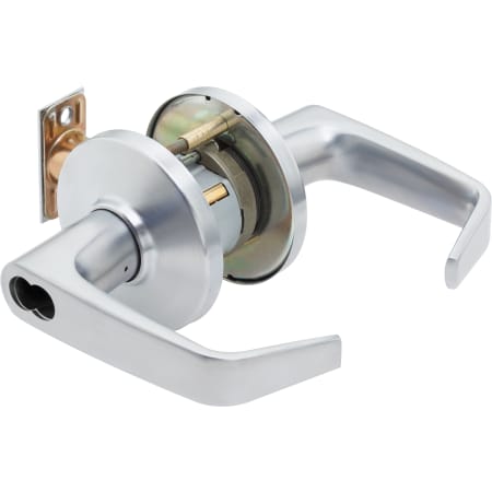 Best Access 9K Series Corridor Keyed Entry Door Lever Set with "15" Lever, "D" Trim, S3 Strike and 2-3/4" Backset - Less SFIC Satin Chrome