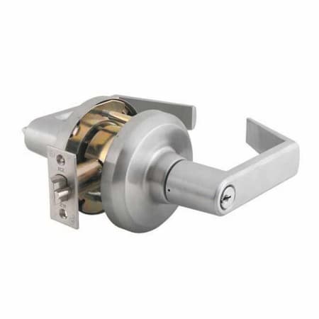 Best Access QCL 100 Series Office Keyed Entry Door Lever Set with "E" Lever, ANSI Strike, 2-3/4" Backset and 6-Pin Cylinder Satin Chrome