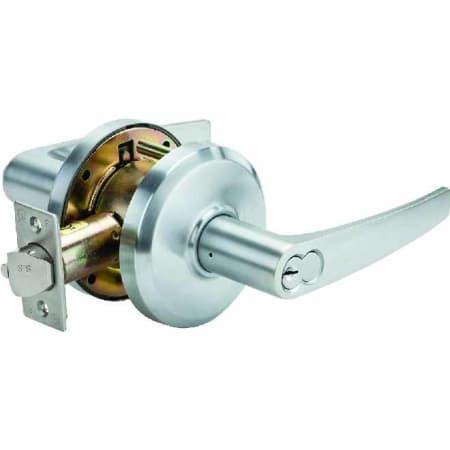 Best Access QCL 200 Series Office Keyed Entry Door Lever Set with "A" Lever, ANSI Strike and 2-3/4" Backset - Less SFIC Satin Chrome