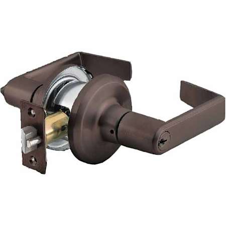 Best Access QTL 200 Series Office Keyed Entry Door Lever Set with "E" Lever, ANSI Strike and 6-Pin Cylinder Oil Rubbed Bronze