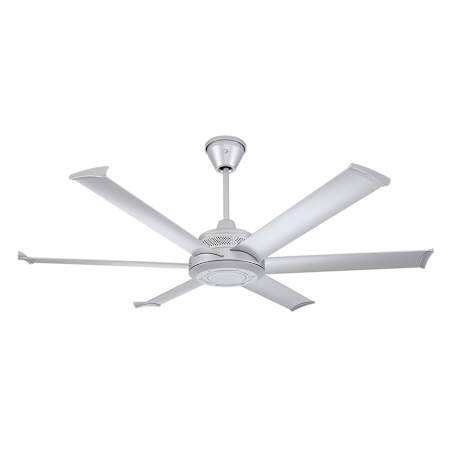Big Ass Fans Mammoth 60" Cross Bolt Mount 6 Blade Indoor / Covered Outdoor Smart Ceiling Fan with Remote Control Silver