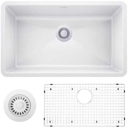 Blanco Precis 32" Undermount Single Basin Granite Composite Kitchen Sink with Basin Rack and Basket Strainer White