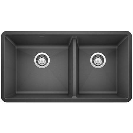 Blanco Precis 33" Undermount Double Basin SILGRANIT Kitchen Sink Anthracite