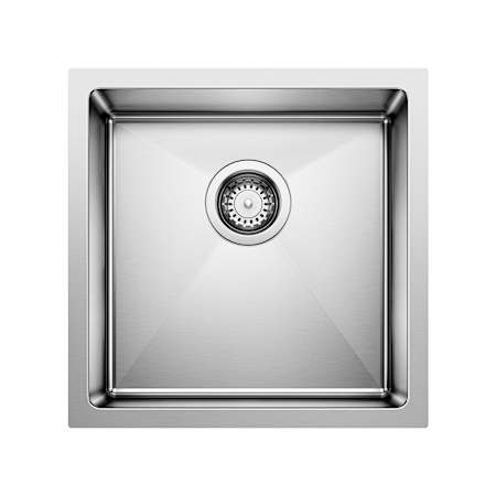 Blanco Quatrus 17" Undermount Single Basin Stainless Steel Bar Sink with Rounded Corners Refined Brushed