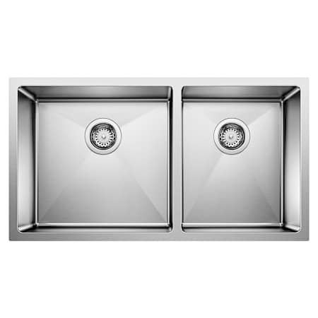 Blanco Quatrus 32-15/16" Undermount Double Basin Stainless Steel Kitchen Sink Refined Brushed