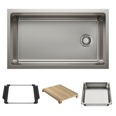 Blanco Inteos 33" Undermount Single Basin Stainless Steel Kitchen Sink with Colander and Cutting Board Stainless Steel