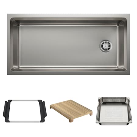 Blanco Inteos 39" Undermount Single Basin Stainless Steel Kitchen Sink with Colander and Cutting Board Stainless Steel