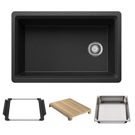 Blanco Inteos 30" Undermount Single Basin Granite Composite Kitchen Sink with Colander and Cutting Board Anthracite