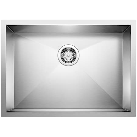 Blanco Precision Single Basin Undermount Stainless Steel Kitchen Sink with Zero Radius Corners 25" x 18" Satin Polished