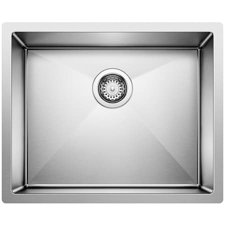 Blanco Precision R10 Single Bowl Stainless Steel Kitchen Sink with Stylish Drain Grooves 22" x 18" Satin Polished