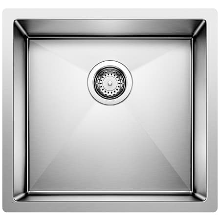 Blanco Precision R10 Medium Single Bowl Stainless Steel Kitchen Sink with Stylish Drain Grooves 19" x 18" Satin Polished