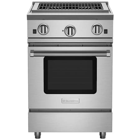 BlueStar Nova Series 24 Inch Wide 3.5 Cu. Ft. Free Standing Natural Gas Range with Charbroiler Stainless Steel