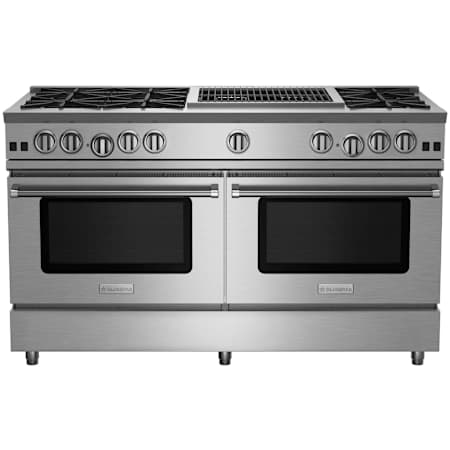BlueStar Nova Series 60 Inch Wide 9.2 Cu. Ft. Free Standing Liquid Propane Range with 24 Inch Wide Charbroiler Stainless Steel