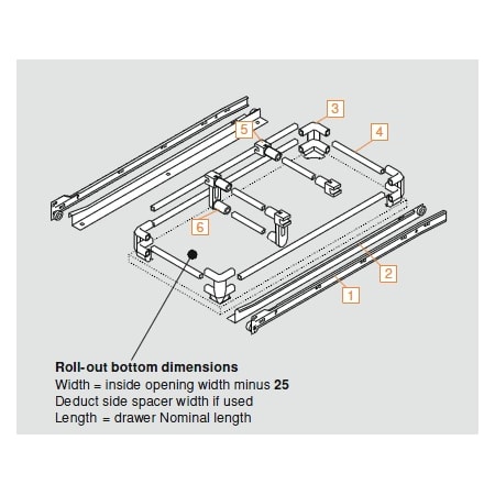 Blum 230M Series 12 Inch 3/4 Extension Bottom Mount Euro Drawer Slide with 100 Lbs. Weight Capacity and Self Close - Pair White