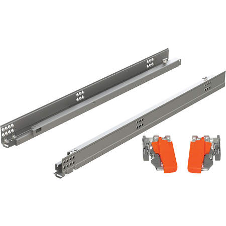 Blum TANDEM 16 Inch 7/8 Extension Concealed Locking Drawer Slides with 75 Pound Weight Capacity and Soft Close - Pair Zinc