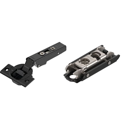 Blum CLIP Top Full Overlay Concealed Euro Cabinet Door Hinge and Mounting Plate with 110 Degree Opening Angle and Self Close Function - Single Hinge and Mounting Plate Onyx Black