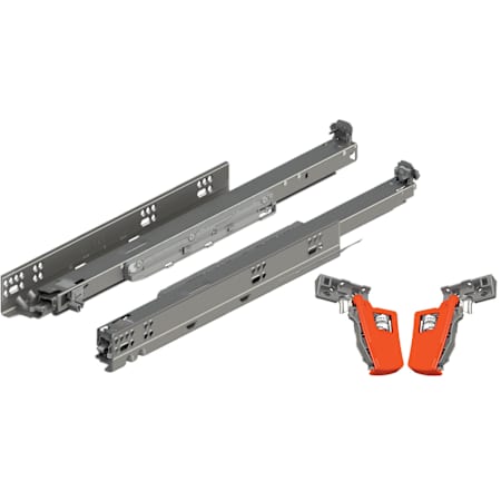 Blum MOVENTO 16 Inch Full Extension Concealed Locking Drawer Slides with 125 Pound Weight Capacity and Soft Close - Pair Zinc