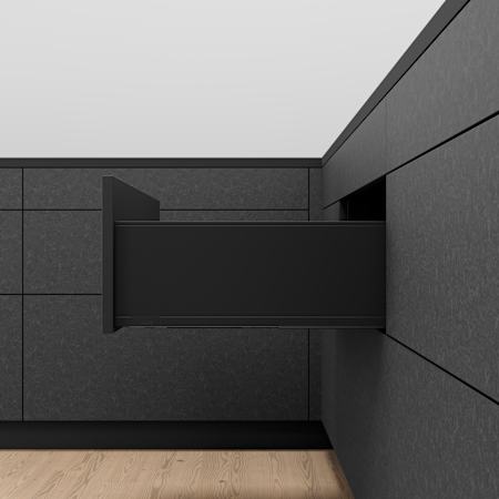 Blum LEGRABOX 14" L x 7" H Full Extension Concealed Drawer System Kit Carbon Black