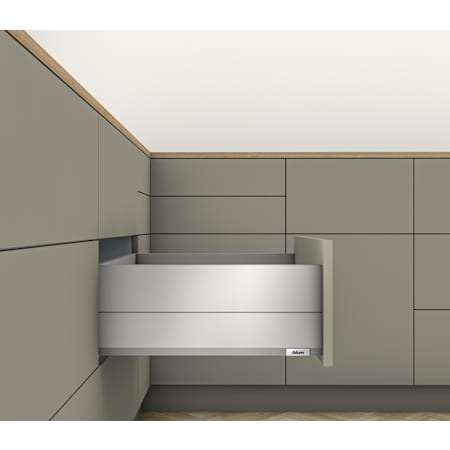 Blum Merivobox "E" Height 16 Inch Full Extension Concealed Screw In Drawer System with 125 Pound Weight Capacity and Soft Close Matte Indium Gray