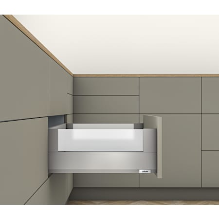 Blum Merivobox "E" Height 20 Inch Full Extension Concealed Drawer System with 170 Pound Weight Capacity and Soft Close Matte Indium Gray