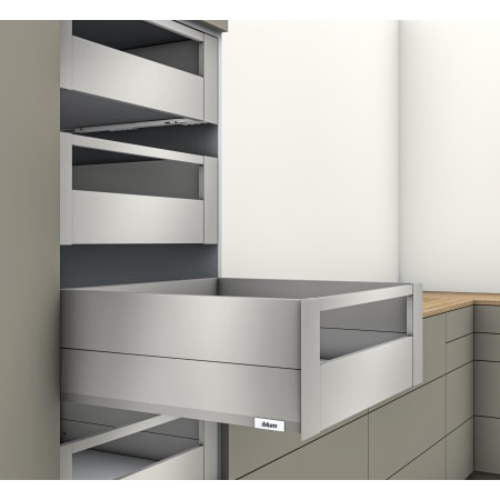 Blum Merivobox "E" Height 20 Inch Full Extension Concealed Drawer System with 125 Pound Weight Capacity and Soft Close Matte Indium Gray