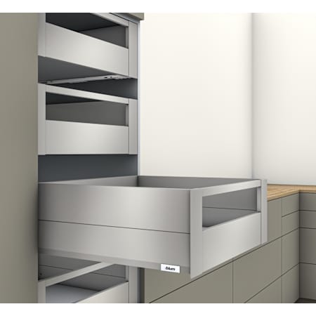 Blum Merivobox "E" Height 22 Inch Full Extension Concealed Drawer System with 125 Pound Weight Capacity and Soft Close Matte Indium Gray