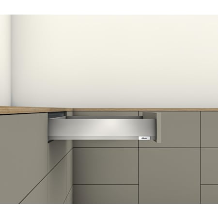 Blum Merivobox "M" Height 22 Inch Full Extension Concealed Screw In Drawer System with 170 Pound Weight Capacity and Soft Close Matte Indium Gray