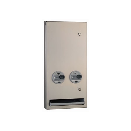 Bobrick Semi-Recessed Sanitary Napkin and Tampon Vending Machine Stainless Steel