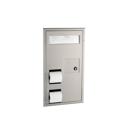 Bobrick Partition-Mounted, Seat-Cover Dispenser, Sanitary Napkin Disposal and Toilet Tissue Dispenser Stainless Steel