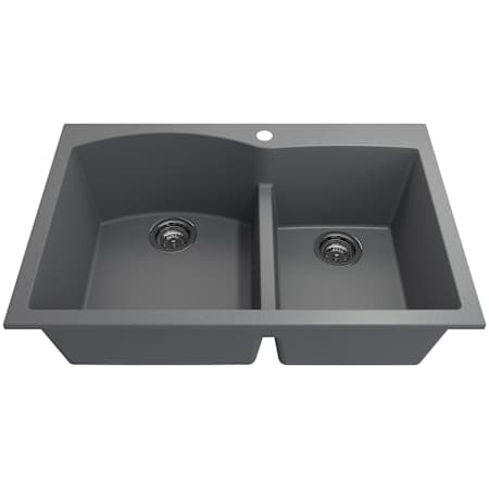 Bocchi Campino Duo 33" Undermount Double Basin Granite Kitchen Sink with Basket Strainer Concrete Gray