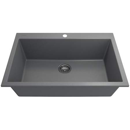 Bocchi Campino Uno 33" Undermount Single Basin Granite Kitchen Sink with Basket Strainer Concrete Gray