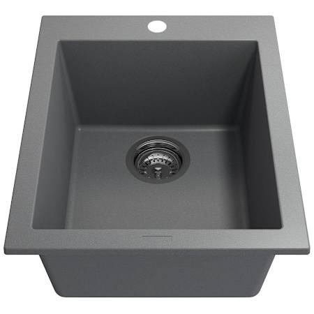 Bocchi Campino Uno 16" Undermount Single Basin Granite Bar Sink with Basket Strainer Concrete Gray