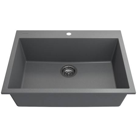 Bocchi Campino Uno 27" Undermount Single Basin Granite Kitchen Sink with Basket Strainer Concrete Gray