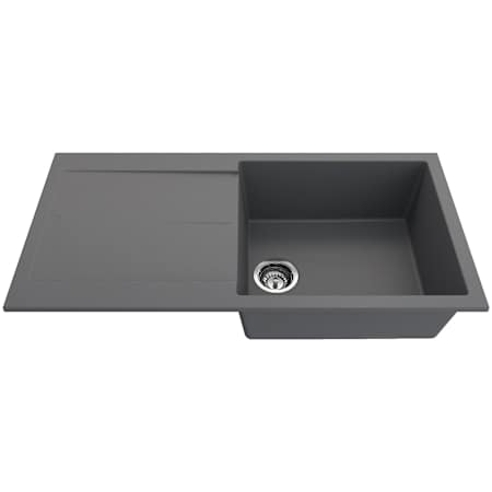 Bocchi Levanzo 39" Undermount Single Basin Granite Kitchen Sink with Basket Strainer and Drain Board Concrete Gray