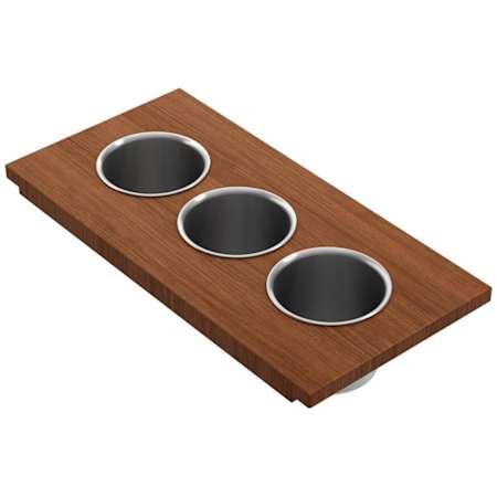 Bocchi Wood 16" x 7-7/8" Prep Board with 3 Bowls Mahogany