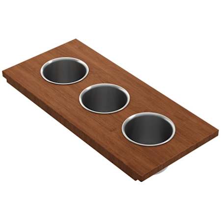 Bocchi Wood 17-1/8" x 7-7/8" Prep Board with 3 Bowls Mahogany