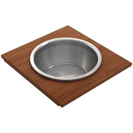 Bocchi Wood 16" x 15" Prep Board with Colander Mahogany