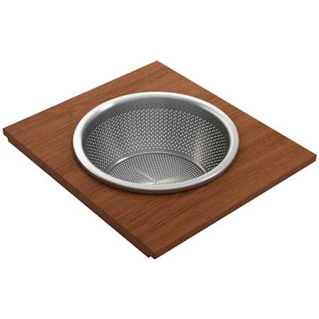 Bocchi Wood 17-1/8" x 15" Prep Board with Colander Mahogany