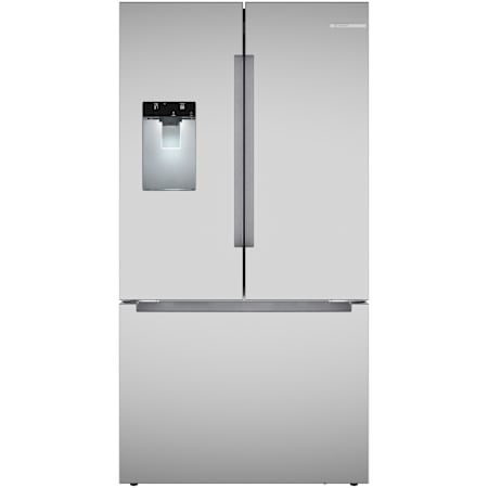 Bosch 100 Series 36 Inch Wide 21.6 Cu. Ft. Energy Star Certified Fingerprint Resistant French Door Refrigerator with MultiAirFlow and AirFreshFilter Stainless Steel