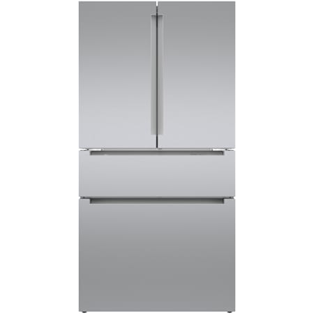 Bosch 800 Series 36 Inch Wide 20.5 Cu. Ft. Energy Star Certified French Door Refrigerator with MultiAirFlow and VitaFreshPro Stainless Steel