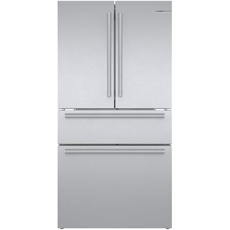 Bosch 800 Series 36 Inch Wide 20.5 Cu. Ft. Energy Star Certified French Door Refrigerator with MultiAirFlow and Adjustable Glass Shelves Stainless Steel