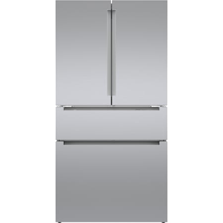 Bosch 800 Series 36 Inch Wide 21 Cu. Ft. Energy Star Certified French Door Refrigerator with VitaFresh Drawer Stainless Steel