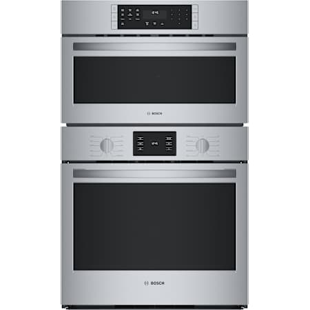 Bosch 500 Series 30 Inch Wide 6.2 Cu. Ft. Electric Oven and Speed Oven Combo with Convection Bake and SpeedChef Stainless Steel