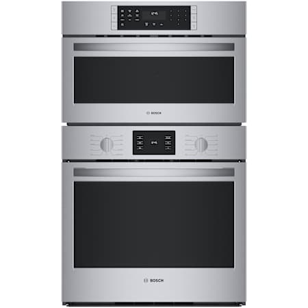 Bosch 500 Series 30 Inch Wide 6.2 Cu. Ft. Electric Oven and Speed Oven Combo with Convection Bake and SpeedChef Stainless Steel