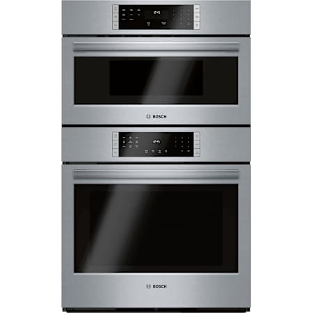 Bosch 800 Series 30 Inch Wide 6.2 Cu. Ft. Electric Oven and Microwave Combo with Viewing Window and Convection Bake Stainless Steel