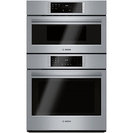 Bosch 800 Series 30 Inch Wide 6.2 Cu. Ft. Electric Oven and Microwave Combo with Viewing Window and Convection Bake Stainless Steel