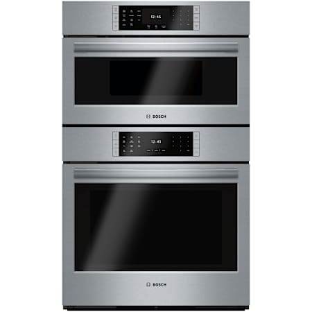 Bosch Benchmark® 30 Inch Wide 6.2 Cu. Ft. Electric Oven and Speed Oven Combo with QuietClose and SteelTouch Stainless Steel